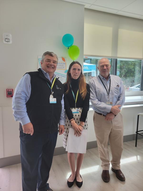 Blue Hill John Ronan, president, Cassie Kimball, practice manager Northern Light Primary Care Castine, and Joe Gaetano, VP Operations. (Photo courtesy Northern Light Health)