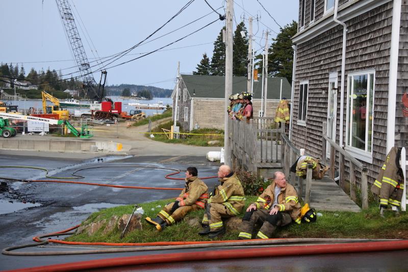 Firefighters, after a long night of battling the blaze. (Photo courtesy Steve Cartwright)