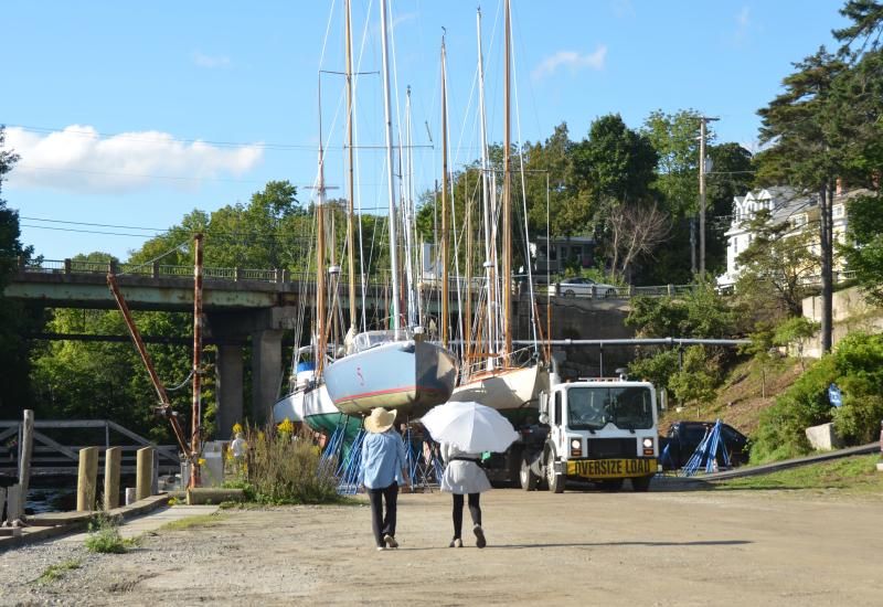 Sept. 14 turned warm and sunny, as boat owners took care of their vessels, either hauling them out, or adding hardware to keep them safe on their moorings.