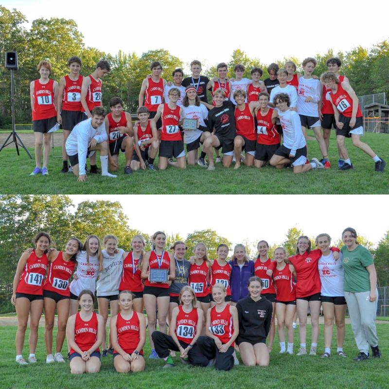 Camden Hills Regional High School runners at Medomak Valley High School track course. (Photo courtesy Emily Higgins McDevitt)