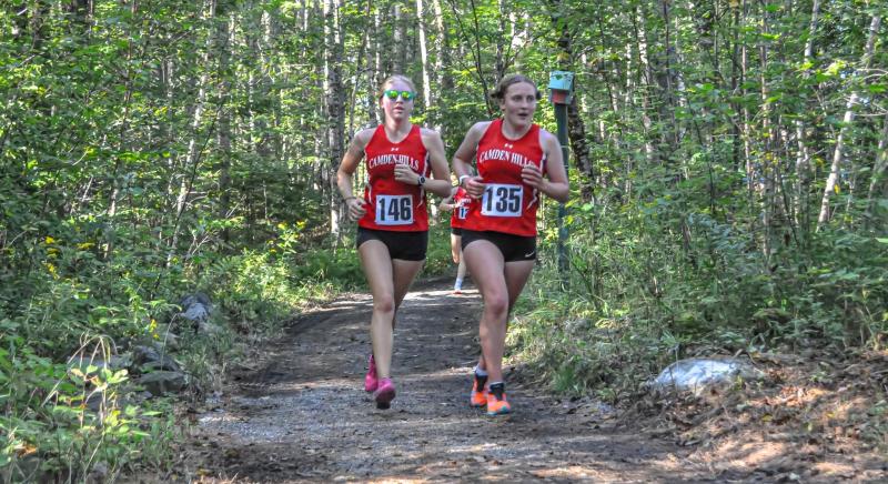 Camden Hills Regional High School runners at Medomak Valley High School track course. (Photo courtesy Emily Higgins McDevitt)