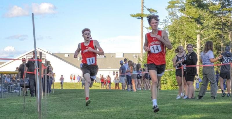 Camden Hills Regional High School runners at Medomak Valley High School track course. (Photo courtesy Emily Higgins McDevitt)