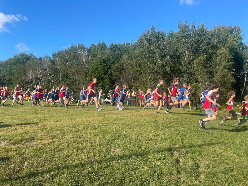 And they’re off! The middle school boys cross country teams start their race at a recent meet at LCS. (Photo by Ed O’Brien)
