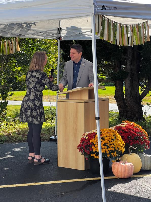 Pictured left to right: Whitney Files, CEO, and Dr. Todd Landy, Director, Office of Child and Family Services Department of Health and Human Services. (Photo courtesy Penobscot Bay YMCA)