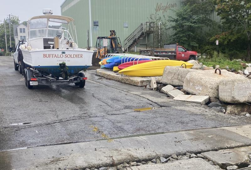 To be on the safe side, John Hanson, of Camden, hauled Buffalo Soldier Sept. 12 at Steamboat Landing, in Camden, in advance of Hurricane Lee. (Photo courtesy Camden Harbor Master)