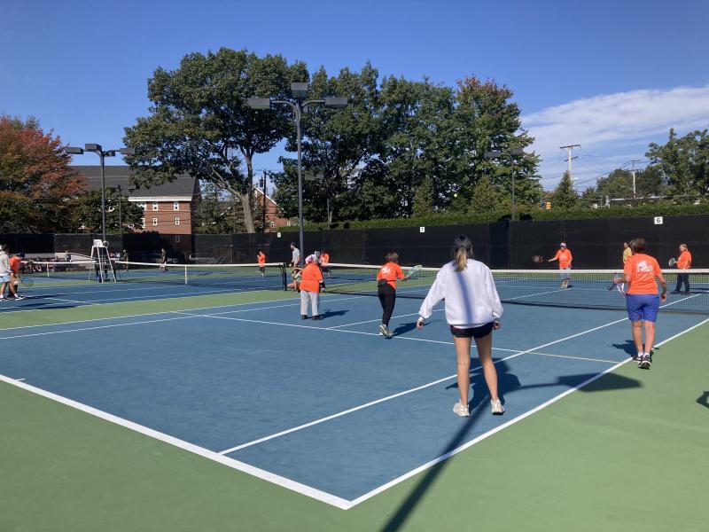 Doubles teams in action. (Photo courtesy Midcoast Recreation Center)