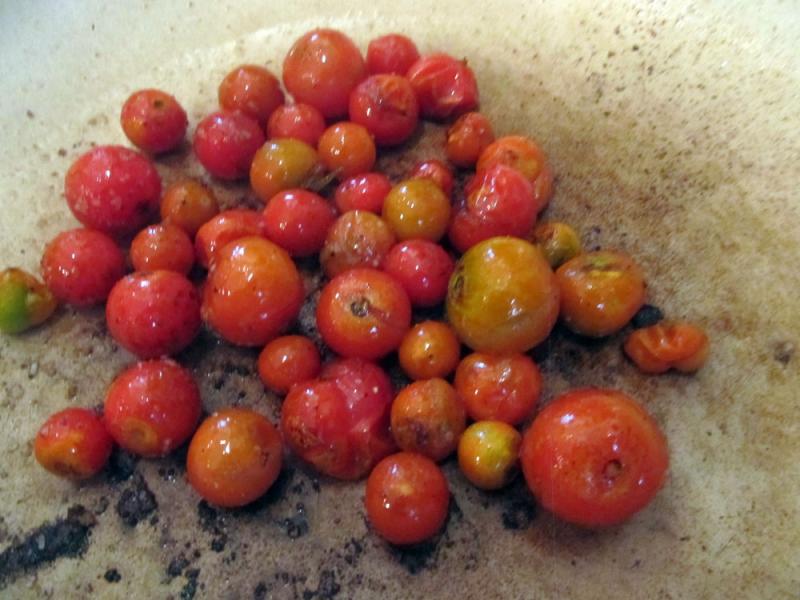 Blistering the cherry tomatoes. Photo by Kay Stephens