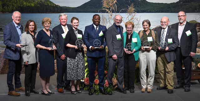 2023 MFBA Winners are: Hancock Lumber (Paul Wainman, Carol Hancock), Lifetime Achievement (Janet Cole Cross), Pratt Abbott Garment Care (David Machesney, Emily Machesney), Maine Med Cleaning Service (Michael Molisho), Brodis Blueberries (Ron Howard, Gwen Brodis), Mahoosuc Guide (Polly Mahoney), The Cote Corporation (Dan Cote, Daniel Cote) (Photo courtesy Institute for Family-Owned Business)