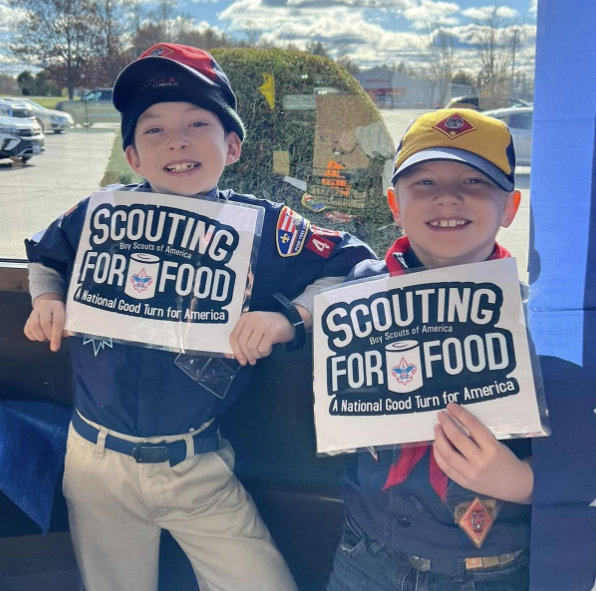 Eli Lary and Lucas Doughty, of Pack 428. Eli lives in Hartland and Lucas in St. Alban's but no matter where they live or how old they are, these Scouts learned that they can make a difference by helping others. (Photo courtesy Chuck Mahaleris)