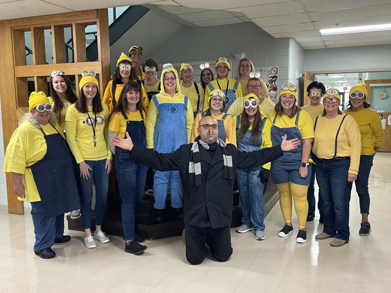 The staff at Thomaston Grammar School dress as Minions. (Photo courtesy Thomaston Grammar School)
