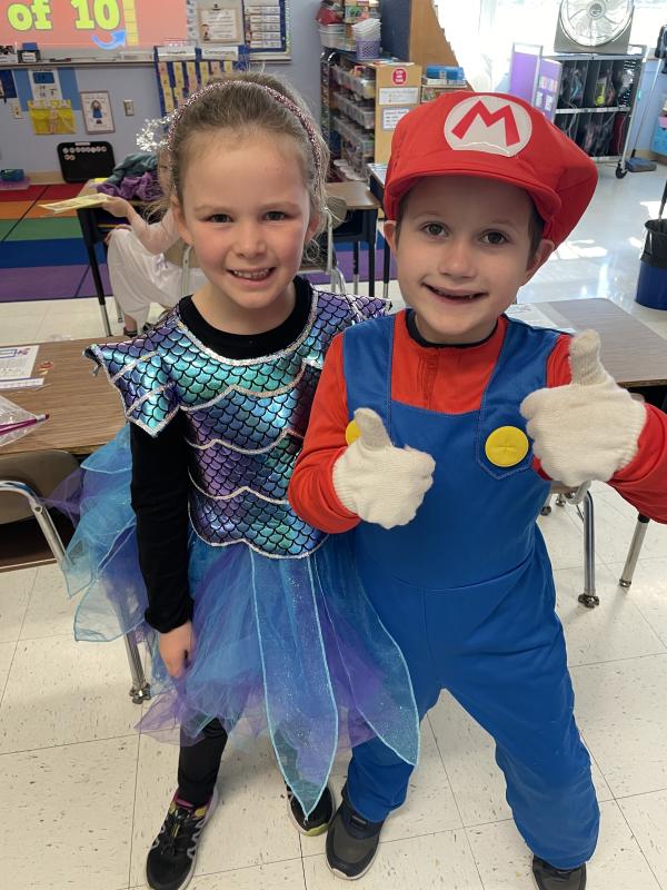Aaliyah MacDonald and Wyatt Hendron are dressed for Halloween. (Photo courtesy Thomaston Grammar School)