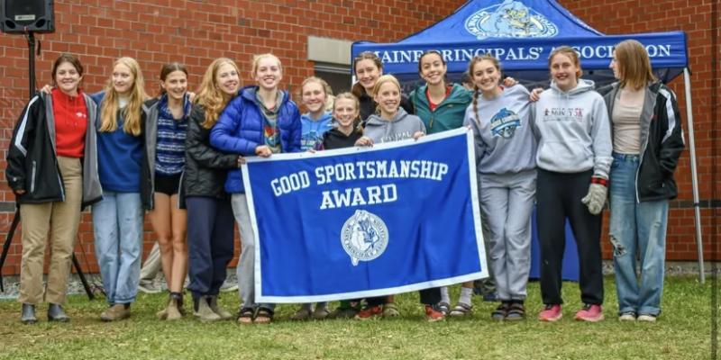 Camden Hills Regional High School Cross-Country Girls Team includes Bella Anderson, Audrey Heyniger, Faye Hildreth, Jaden Johnson, Flynn Layton, Cassie Middleton, Cara Rothwell, Siena Scordino, Margo Worner and Jenna VanRyn. (Photo courtesy Emily McDevitt)