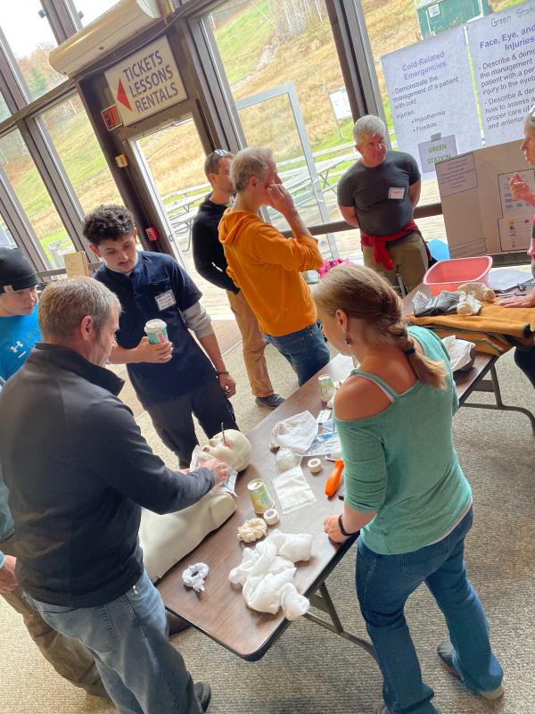 Learning how to tend to eye injuries. (Photo courtesy Christine Nathan)