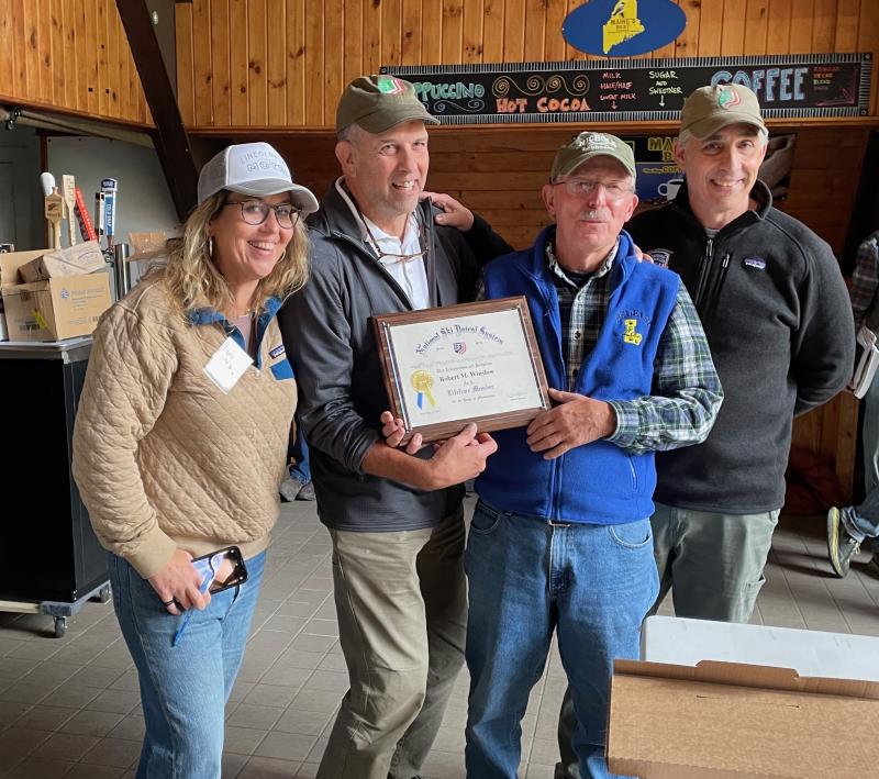 Ragged Mountain Ski Patrol Director Abbie Leonard, Maine Ski Patrol Director Wayne Arsenault, Bob Winslow and John Kane, also of the Maine Region Ski Patrol. (Photo courtesy Christine Nathan)