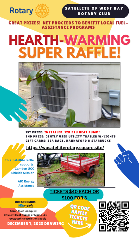 Win an installed heat pump. Scan the QR code or go to: https://wbsatelliterotary.square.site/