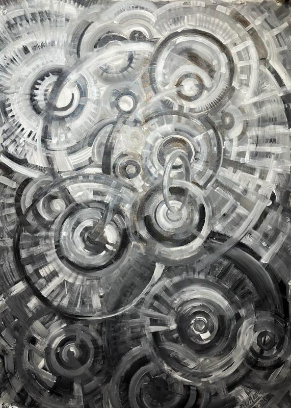 The first painting in Douglas Gimbel’s Circles Series. Courtesy of the artist Douglas Gimbel