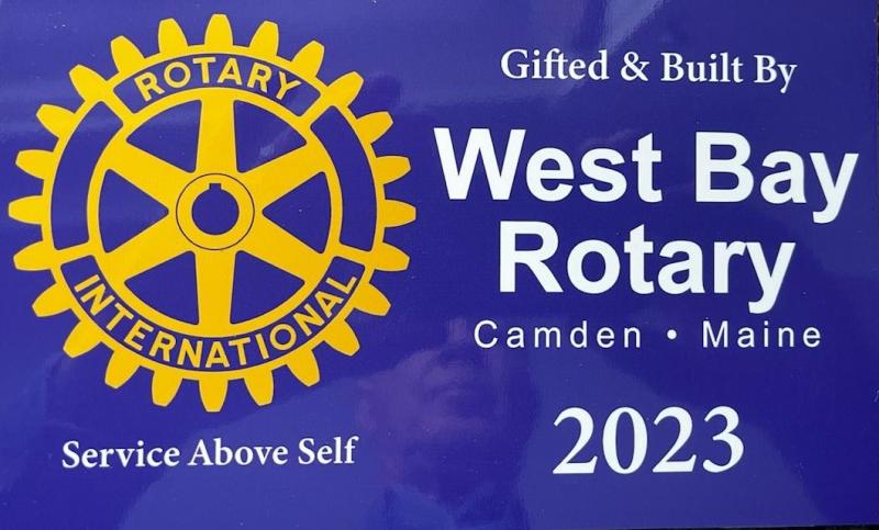 This plaque from West Bay Rotary is part of the new pavilion provided to residents at Habitat’s Philbrick Commons pocket neighborhood in Rockland.