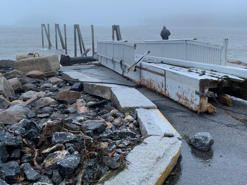 Steamboat Landing, Camden. Currently unusable for any mariners hoping to come ashore on the boat ramp.