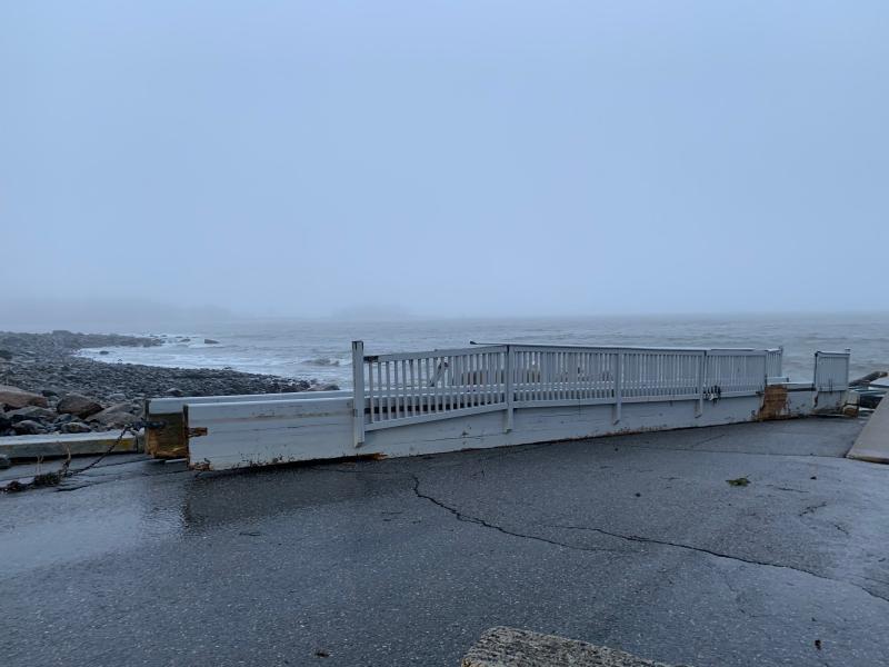 A pier has been dragged up onto Steamboat Landing, in Camden.