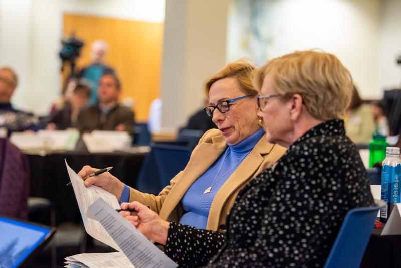 Governor Mills and Congresswoman Pingree during the Climate Council meeting on Tuesday. (Photo courtesy Pingree Press Office)