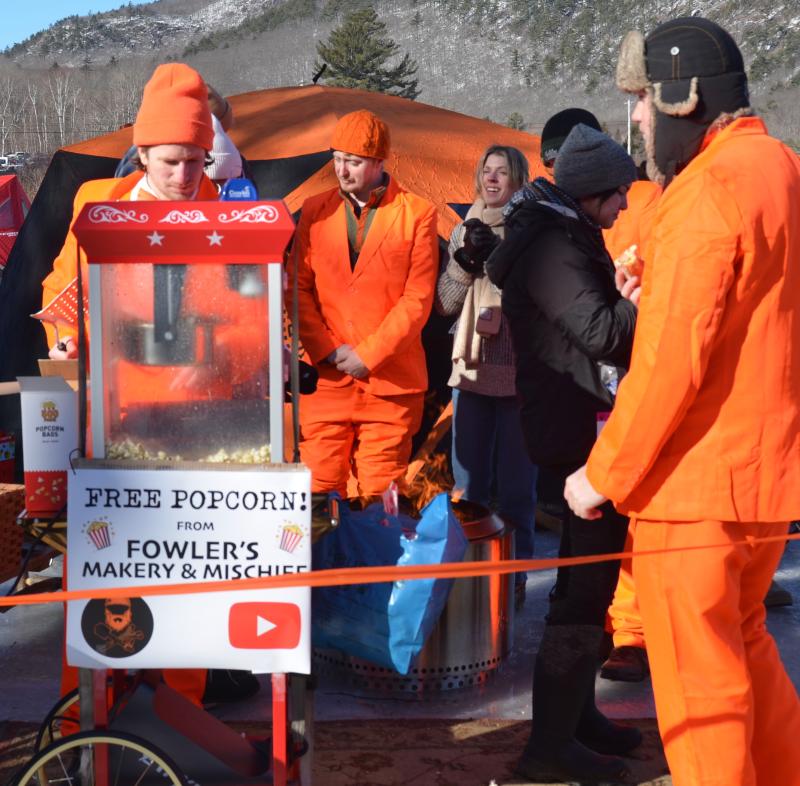 Teams, costumes, popcorn.... how to populate a creative event in the middle of winter on a frozen pond in Maine.