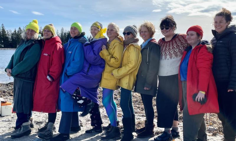 Vinalhaven’s Salty Sisters at State Beach. (Photo by Colleen Conlan)