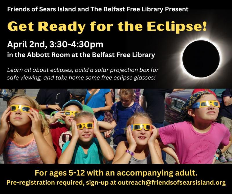 Eclipse Science Squad program for families at Belfast Library, 2 April