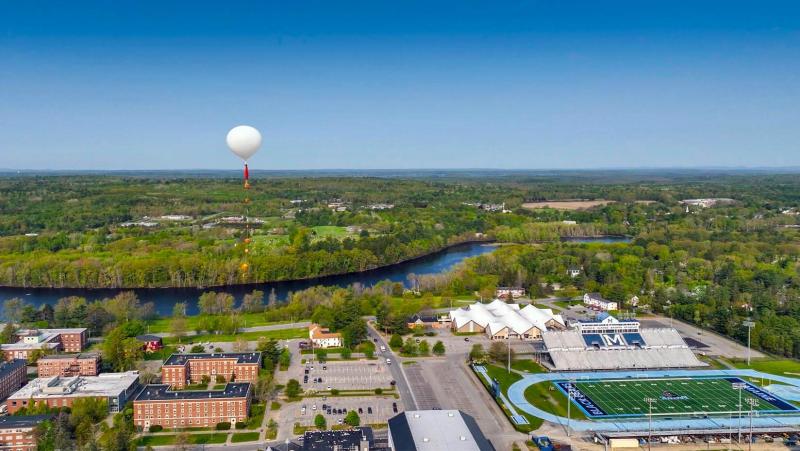 A balloon launched by members of the UMaine High Altitude Ballooning program from Orono in May. The program will be conducting a launch during the total solar eclipse on April 8.