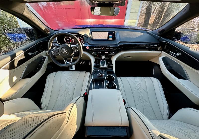 Acura typically subsumes luxury beneath function and utility, but it’s there—the power-adjustable, heated wheel, the heated, ventilated, massaging and widely power-adjustable seats with extendable bases, the head-up display, the computer touchpad (with wrist rest) and much more.