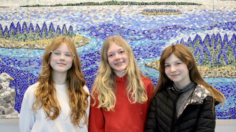 CRMS Sixth grade students Madi Lusca, Aria Madeira and Layla Novacek (Photo courtesy Ellen Curtis)