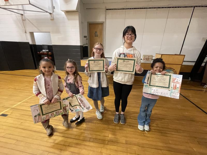 Knox-Lincoln Soil and Water Conservation poster contest winners. Nova Clements, Adelina Kuras, Olive Grierson, Sophia Chen, Diana Barnett. (Photo courtesy Thomaston Grammar School)