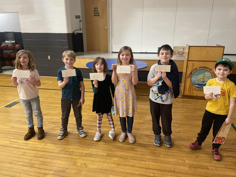Responsibility Raffle Ticket Winners. Marley Johnson, Logan King, Aoife Miller, Payton Porter, David Alvarez, and Mason VanHorn. (Photo courtesy Thomaston Grammar School)