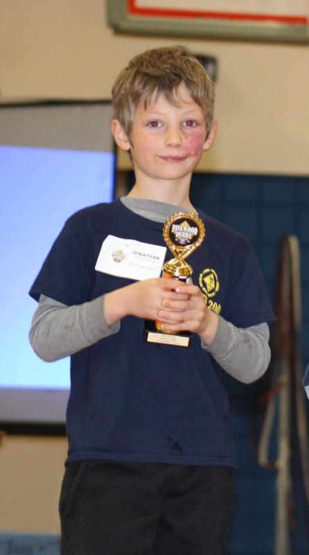 Jonathan Burwen-Taylor of Pack 200, in Camden, came in 3rd from his Pack and at the district level came in 3rd overall among all Lion Cubs. (Photo courtesy Chuck Mahaleris)