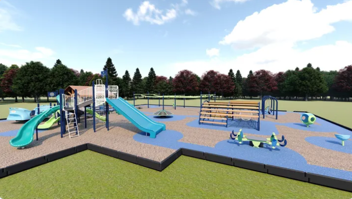 A playground rendering that was used in a 2022 GoFundMe for the Rockland Rotary project provides examples of how an all-inclusive play area might look. Rockland’s design might be different. Susan Page organized that GoFundMe.