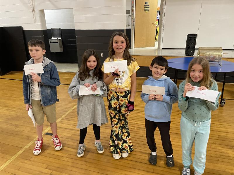 Raffle Winners: Corban Jackomino, Caidence Knowlton, Kaycee Willis, Calvin Paul, London York, Joy Chen (not pictured). (Photo courtesy Thomaston Grammar School)