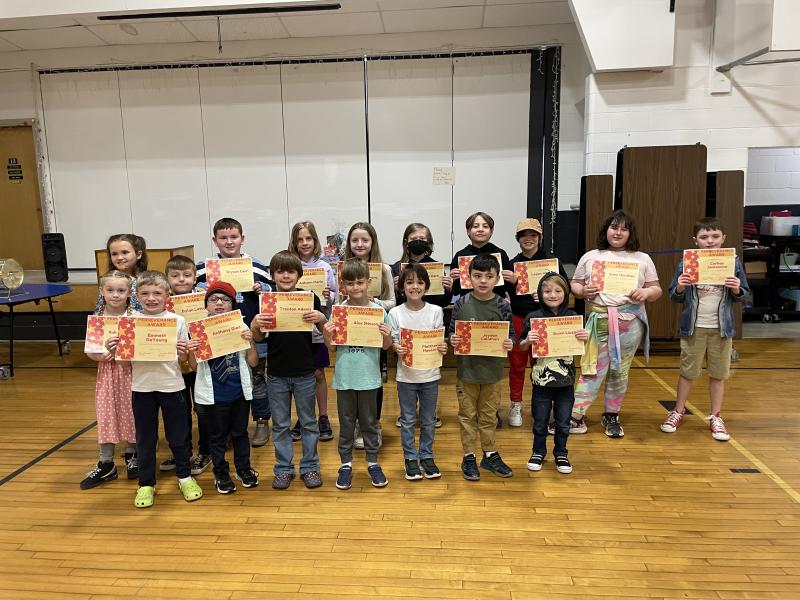 Perseverance Award Winners: Front: Ruby Benedict, Emmett DeYoung, Anthony Diaz, Trenton Adams, Alex Stinson, Matthew Hawkins, Jayden Callahan, Quinn Liuzza. Back: Koral Garrison, Dylan Latta, Brycen Carr, Autumn Morin, Emma Emery, Ryker Dare, Christian Couch, Logan Atwood, Zoey Hendron, Corban Jackomino. (Photo courtesy Thomaston Grammar School)