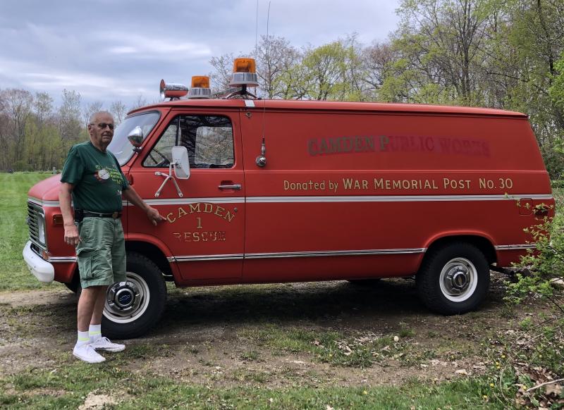 On May 14, the Chevy van purchased new in 1972 for the Camden First Aid by the American Legion was still in service, albeit for the Camden Parks and Recreation Department. It is used for municipal purposes, although painted letters spelling Ambulance on its side are now covered so no one gets the wrong idea. Jeff French, who mainly drives it, said it runs great, at 52 years old. Camden’s retired Fire Chief Robert Oxton remembers the day it was delivered and how it drove, with lights and sirens, to rescue those in distress. French said his father recounted that the van arrived with a few dings in it. That was when the GM workers were on strike in 1972 (https://www.nytimes.com/1972/09/28/archives/longest-strike-at-gm-is-ended-at-plant-in-ohio-after-174-days.html) and when vehicles left the factory they were said to have been pummeled with rocks by the strikers. Camden concluded it was better to keep the van instead of demanding a new one, when the chances of getting a new one were slim. (Photo by Lynda Clancy) Camden ambulance