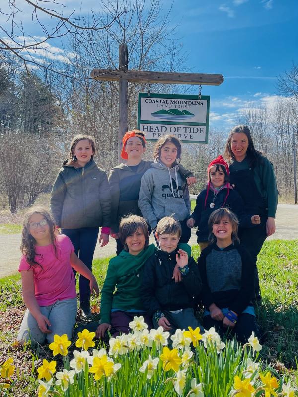 Hard work last fall planting bulbs on the part of the Otter Trails Homeschool Group was rewarded this spring with daffodils blooming at the Head of Tide Preserve. (Photo courtesy Belfast Daffodil Project)