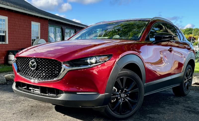 Zoom-Zoom—Mazda’s old mantra—suits the classy CX-30 Turbo near-hot hatch. Changes from 2023 include a few tech upgrades and a new trim called 2.5 Carbon Turbo. Oh, and slightly higher prices. This color is Soul Red Crystal Metallic.