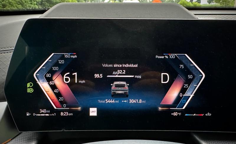The driver’s screen—the expected values, but shown in a new format.