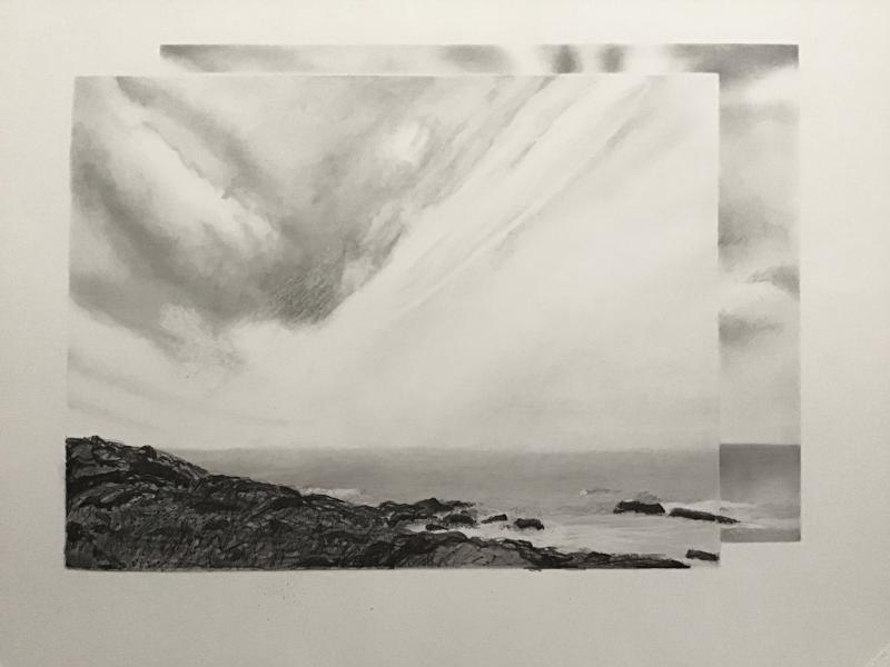 “Fast Moving Fog Bank, Monhegan” by Deb Vendetti. (Photo courtesy Rockport Public Library)