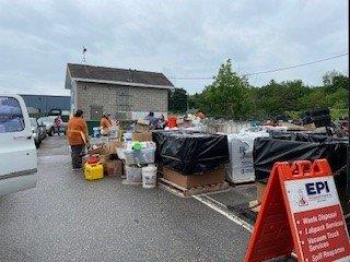 The line at Household Hazardous Waste Collection Day in Rockport. (Photo courtesy Beth Kwiatkowski)