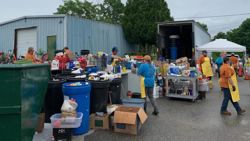 Collecting household hazardous waste, June 22, in Rockport. (Photo by Lynda Clancy)