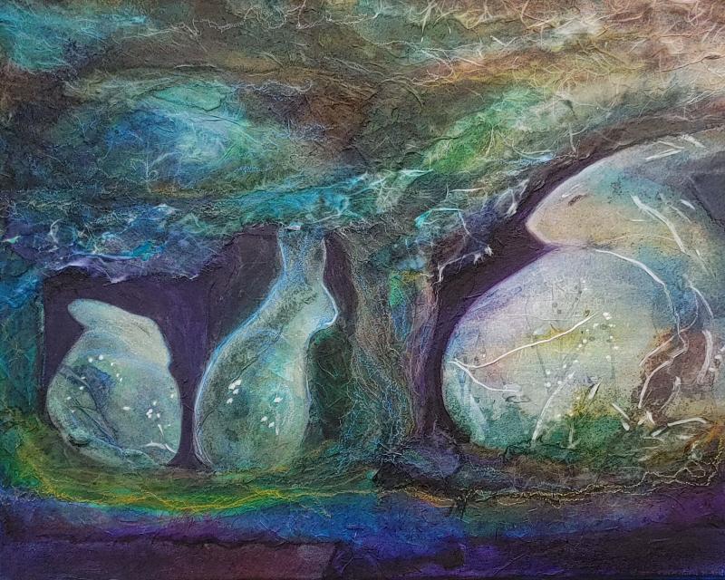 Lois Eastman, "Moonlight in the Garden", mixed media. (Photo courtesy Arts in the Barn)