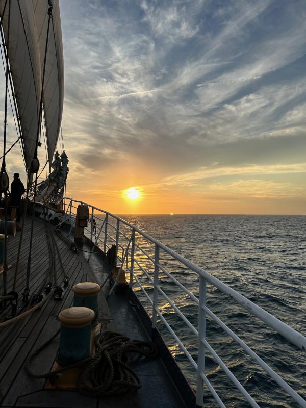 A view over the Atlantic, from a perch high in the rigging on the U.S. Coast Guard barque Eagle. (Photo courtesy Sam Puleio)