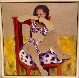 Peggy Silverstein, Meditations", oil collage on linen. (Photo courtesy Arts In The Barn/ Cushing Historical Society)