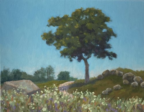Valerie Thomas, "Summer Clarry Hill V", oil on linen board. (Photo courtesy Arts In The Barn/ Cushing Historical Society)