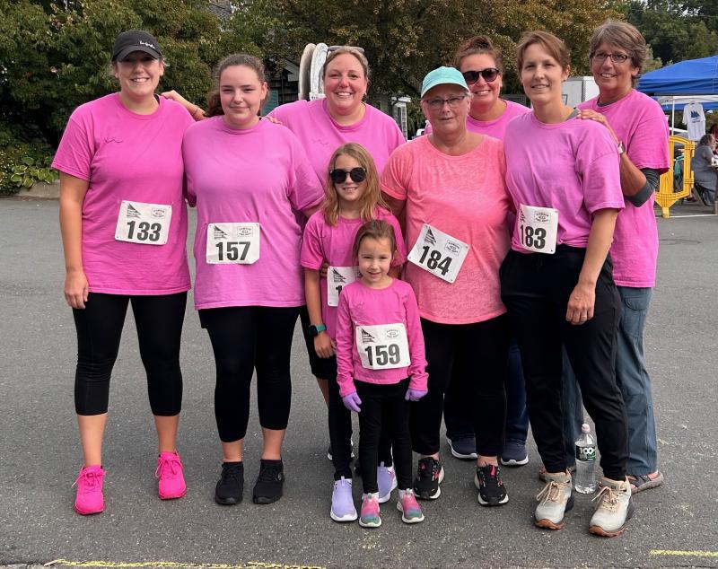 Marlene Libby, No. 184, and her friends: Danielle York, Katelynn Buck, London York, Libby York, Amy Libby, Jean Libby Jameson, Kendra Pease and Justine Jameson. (Photo by Lynda Clancy)