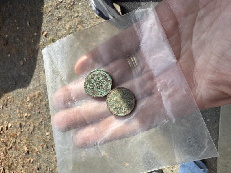Civil War era pennies found in the quarry. (Photo by Ed O’Brien) Pennies