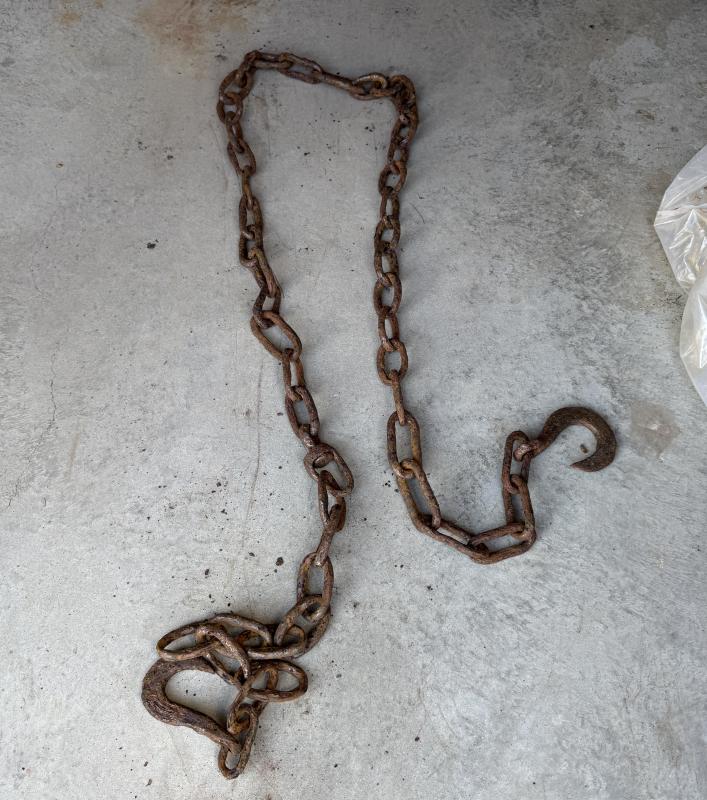 A length of chain uncovered in the quarry. (Photo by Ed O’Brien) Chain